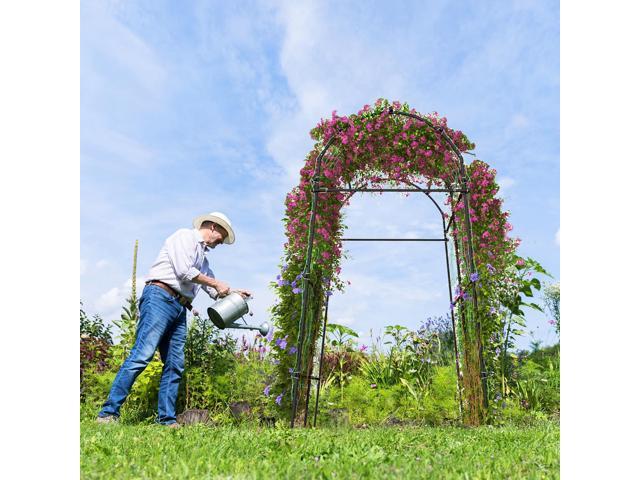 SlickBlue 7.5 Feet Garden Arch Trellis with PE Coated Metal Structure