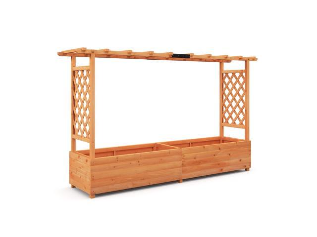 SlickBlue Raised Garden Bed with Side Trellis Hanging Roof and Planter Box-Orange