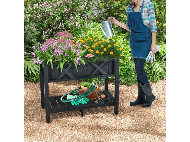 SlickBlue HIPS Raised Garden Bed Poly Wood Elevated Planter Box