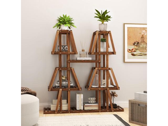 SlickBlue 5-Tier 10 Potted Wood Plant Stand for Multiple Plants
