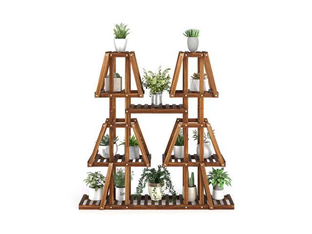 SlickBlue 5-Tier 10 Potted Wood Plant Stand for Multiple Plants