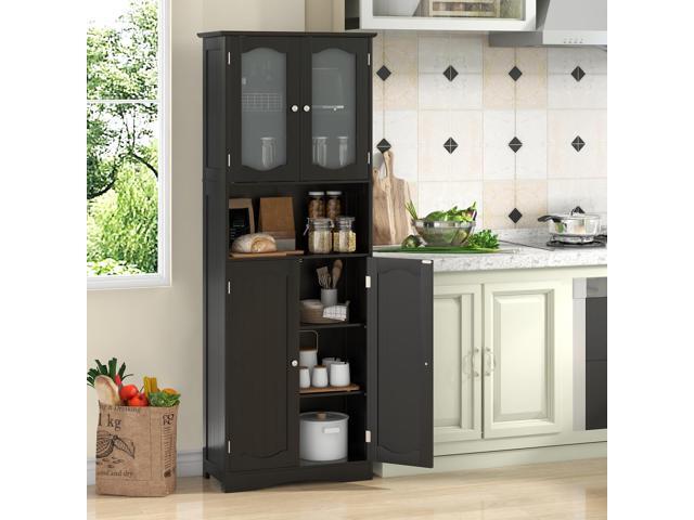 SlickBlue 64.5 Inches Tall Bathroom Storage Cabinet with Frost Glass Doors and Shelves