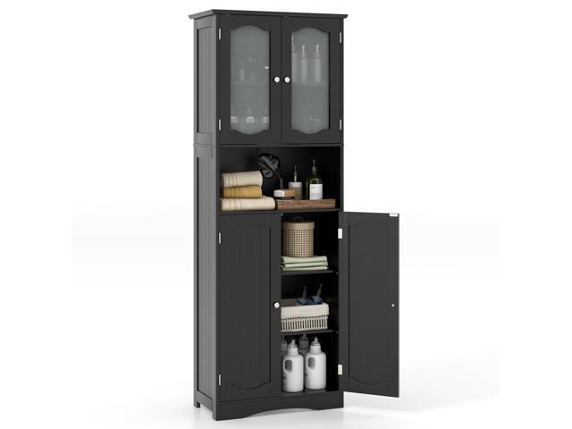 SlickBlue 64.5 Inches Tall Bathroom Storage Cabinet with Frost Glass Doors and Shelves