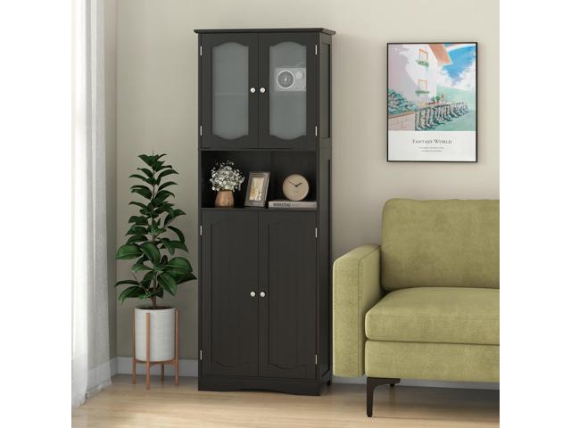 SlickBlue 64.5 Inches Tall Bathroom Storage Cabinet with Frost Glass Doors and Shelves