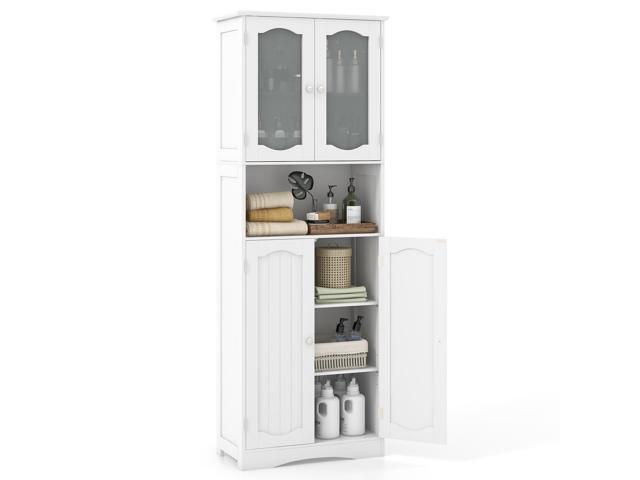 SlickBlue 64.5 Inches Tall Bathroom Storage Cabinet with Frost Glass Doors and Shelves