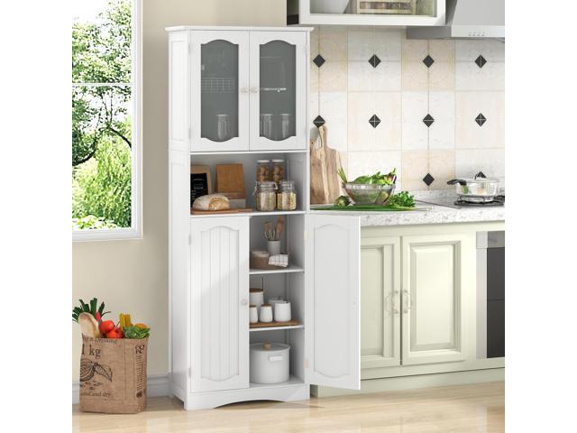SlickBlue 64.5 Inches Tall Bathroom Storage Cabinet with Frost Glass Doors and Shelves