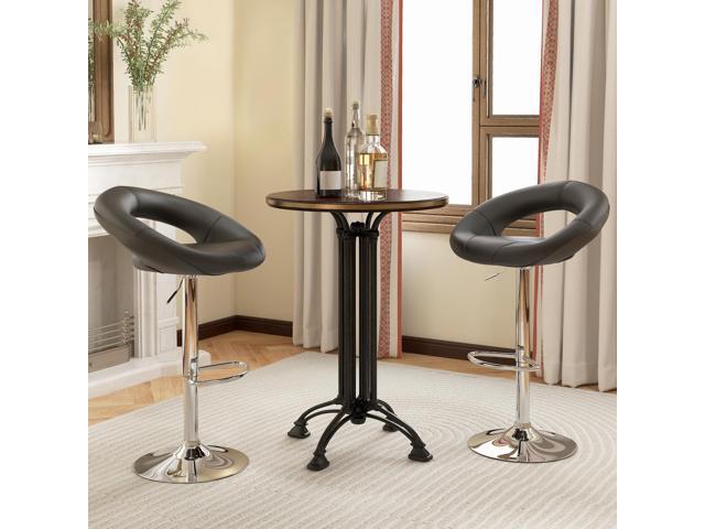 SlickBlue Height Adjustable Bar Stools Set of 2 with Hollow Back and Footrest