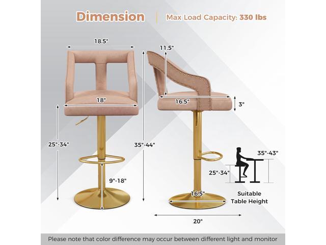 SlickBlue Set of 2 Bar Chairs with Footrest and 2-Layer Electroplated Metal Base