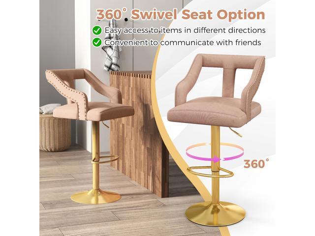 SlickBlue Set of 2 Bar Chairs with Footrest and 2-Layer Electroplated Metal Base