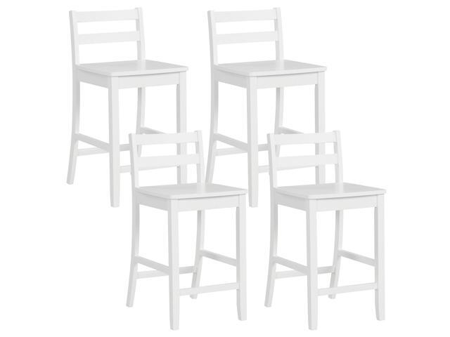 SlickBlue Wooden Bar Stools Set of 2 with Ergonomic Backrest and Footrest-White