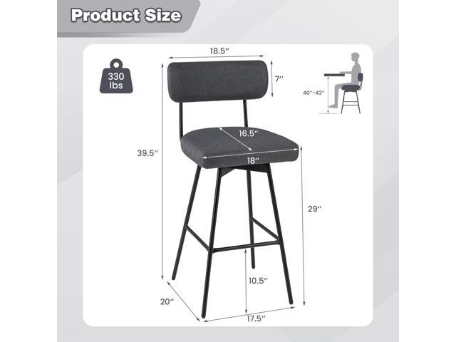 SlickBlue 25 Inch Counter Height Upholstered Swivel Bar Stool Set of 2