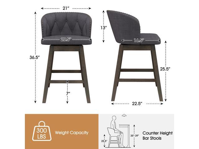 SlickBlue Counter Height Fabric Upholstered Bar Stools Set of 2