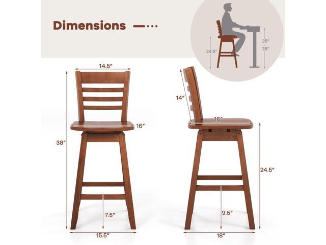 SlickBlue Counter Height Barstools Set of 2 with Footrest for Kitchen Island Bar