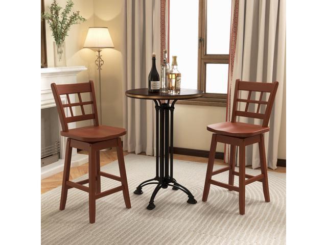 SlickBlue Counter Height Barstools Set of 2 with 6-Grid Hollow Back and Seat