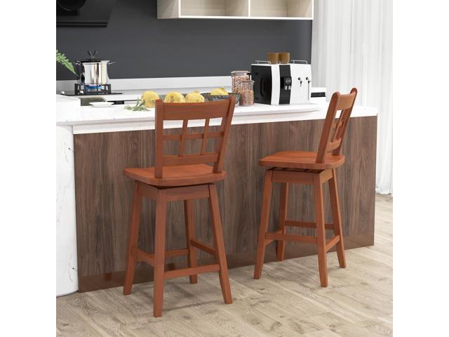 SlickBlue Counter Height Barstools Set of 2 with 6-Grid Hollow Back and Seat