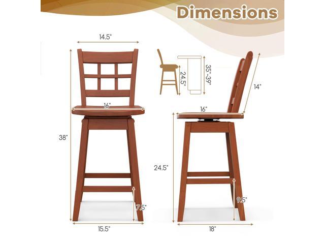 SlickBlue Counter Height Barstools Set of 2 with 6-Grid Hollow Back and Seat