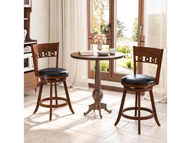 SlickBlue Set of 2 Swivel Bar Stools with Rubber Wood Frame-24.5 inches