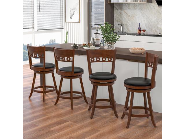 SlickBlue Set of 2 Swivel Bar Stools with Rubber Wood Frame-24.5 inches