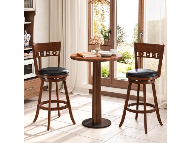 SlickBlue Set of 2 Swivel Bar Stools with Rubber Wood Frame-30.5 inches