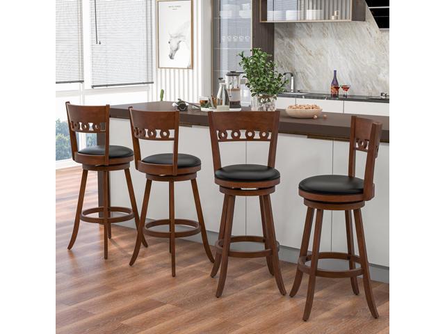 SlickBlue Set of 2 Swivel Bar Stools with Rubber Wood Frame-30.5 inches