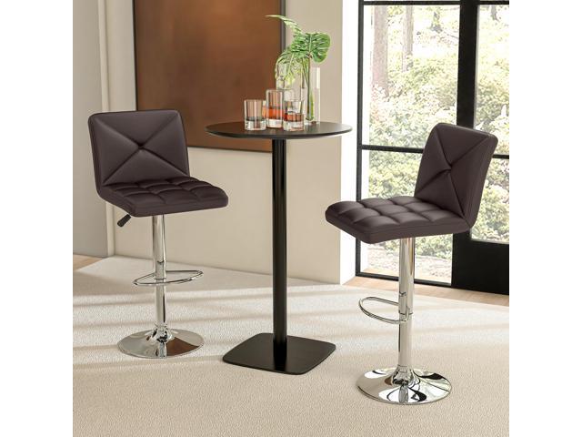 SlickBlue PU Leather Upholstered Bar Stools Set of 2 with Back and Adjustable Height
