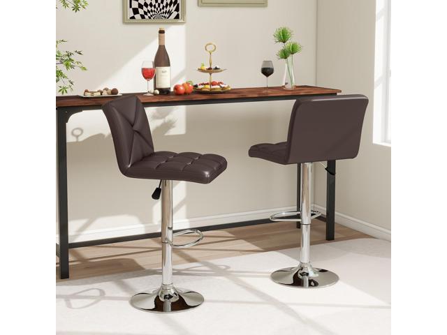 SlickBlue PU Leather Upholstered Bar Stools Set of 2 with Back and Adjustable Height
