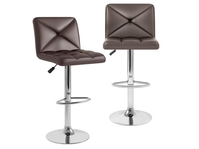 SlickBlue PU Leather Upholstered Bar Stools Set of 2 with Back and Adjustable Height