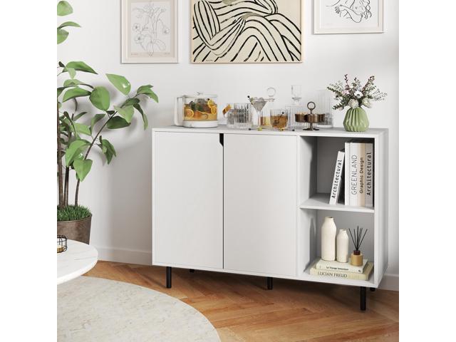 SlickBlue 42 Inch Sideboard Buffet Cabinet Kitchen with Adjustable Shelves-White