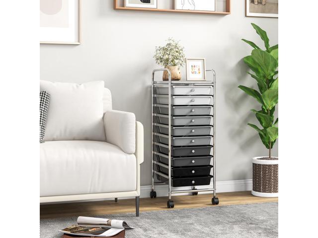 SlickBlue 10 Drawer Rolling Storage Cart Organizer with 4 Universal Casters-Gradient Gray