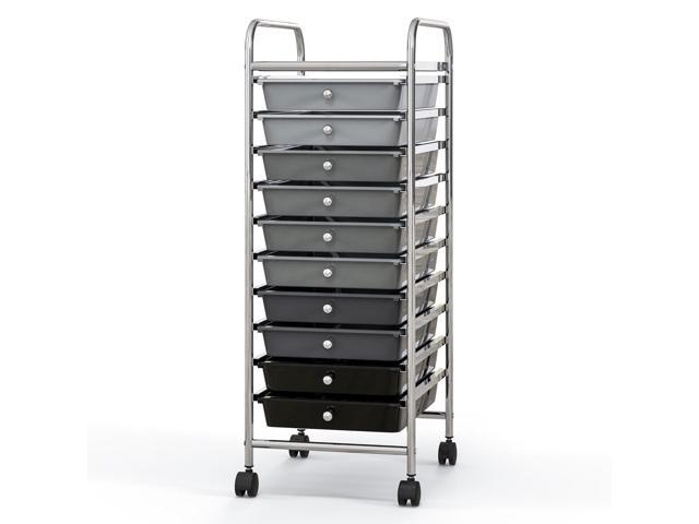 SlickBlue 10 Drawer Rolling Storage Cart Organizer with 4 Universal Casters-Gradient Gray