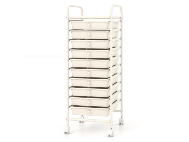 SlickBlue 10 Drawer Rolling Storage Cart Organizer with 4 Universal Casters-White