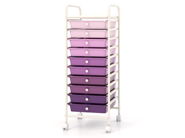 SlickBlue 10 Drawer Rolling Storage Cart Organizer with 4 Universal Casters-Purple