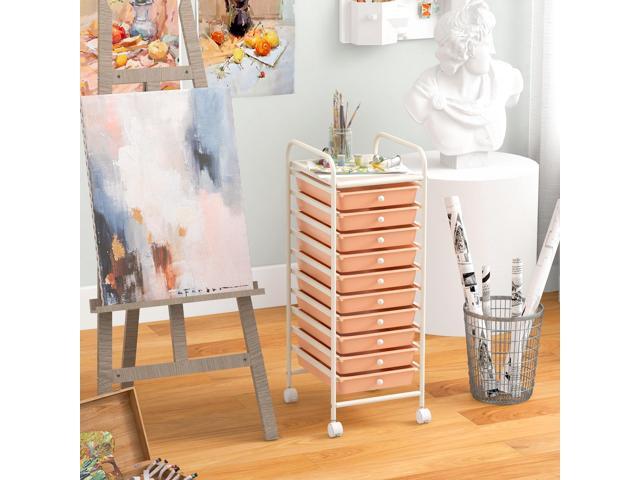 SlickBlue 10 Drawer Rolling Storage Cart Organizer with 4 Universal Casters-Cherry