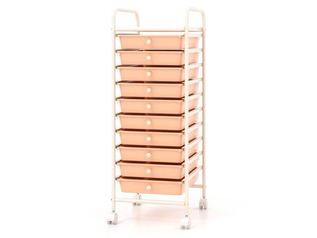 SlickBlue 10 Drawer Rolling Storage Cart Organizer with 4 Universal Casters-Cherry