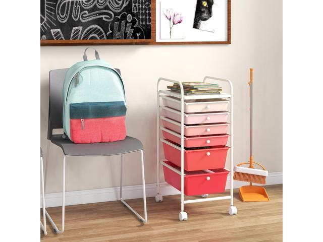 SlickBlue 6 Drawers Rolling Storage Cart Organizer-Pink
