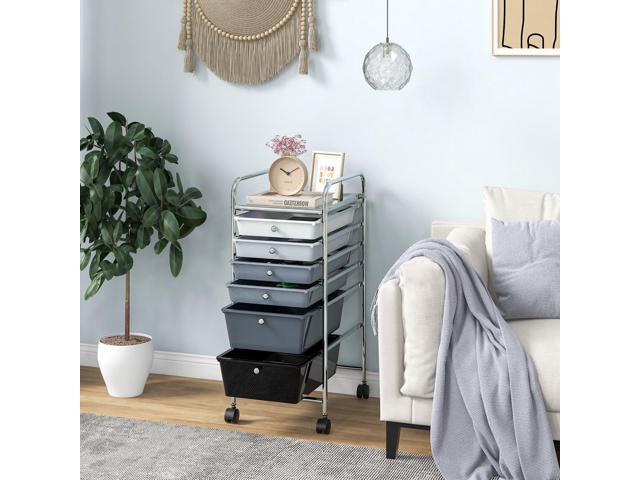 SlickBlue 6 Drawers Rolling Storage Cart Organizer-Mixed Black