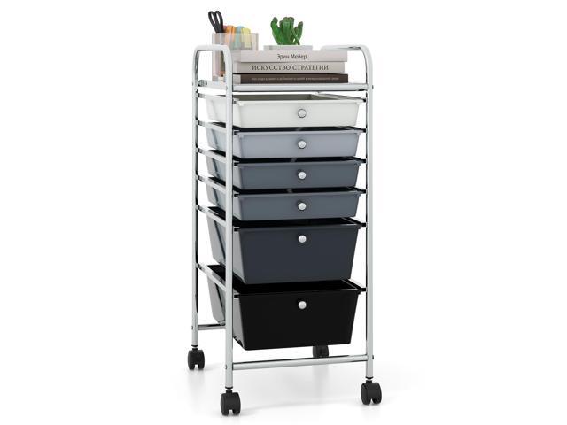 SlickBlue 6 Drawers Rolling Storage Cart Organizer-Mixed Black