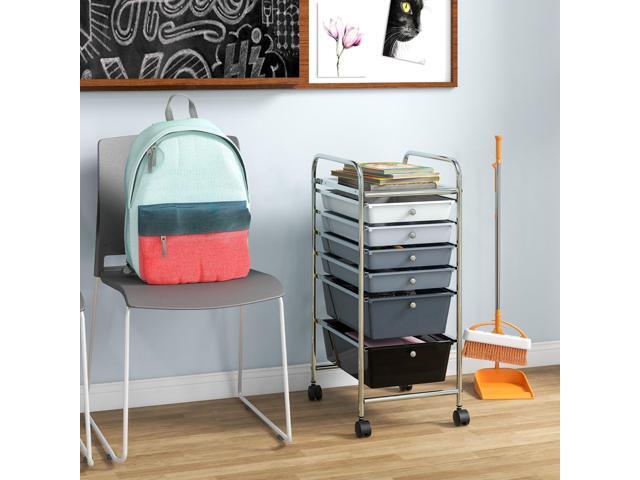 SlickBlue 6 Drawers Rolling Storage Cart Organizer-Mixed Black