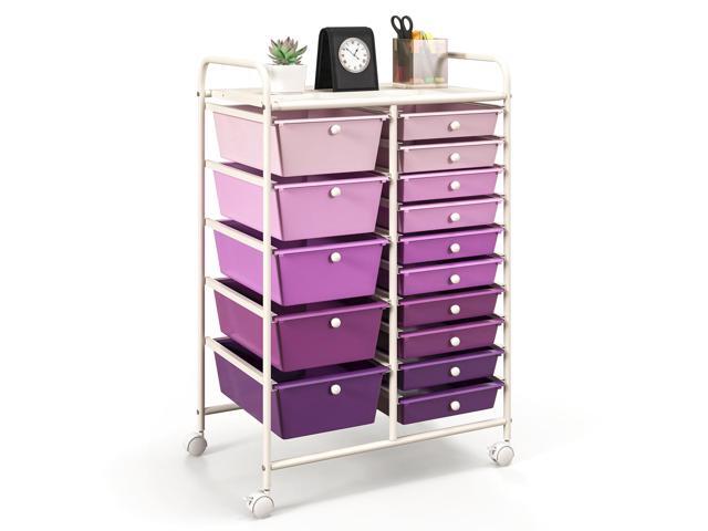 SlickBlue 15-Drawer Utility Rolling Organizer Cart Multi-Use Storage-Purple