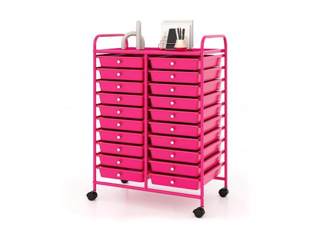 SlickBlue 20 Removable Drawers Rolling Storage Cart Studio Organizer-Pink