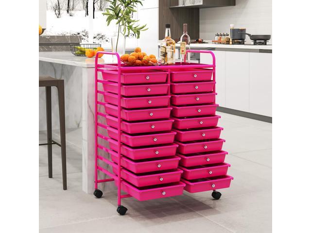 SlickBlue 20 Removable Drawers Rolling Storage Cart Studio Organizer-Pink