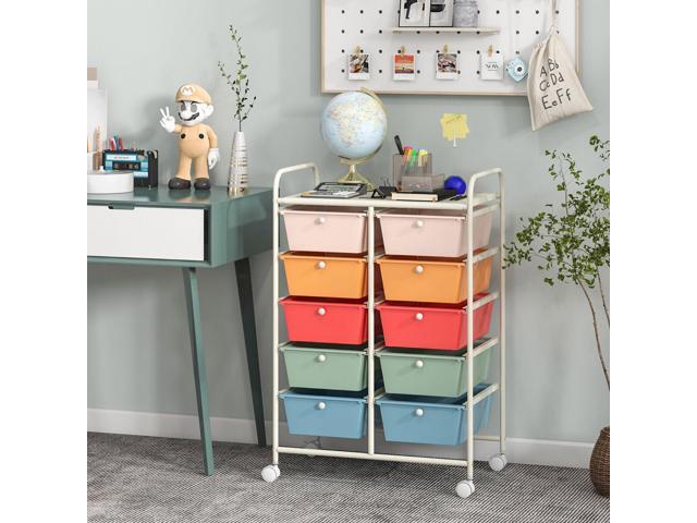 SlickBlue 10-Drawer Rolling Storage Cart-Multicolor