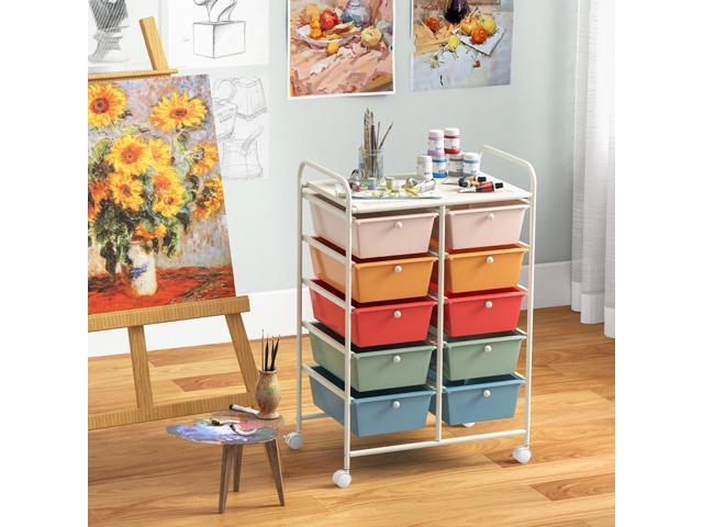 SlickBlue 10-Drawer Rolling Storage Cart-Multicolor