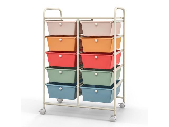 SlickBlue 10-Drawer Rolling Storage Cart-Multicolor