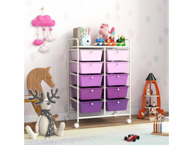 SlickBlue 10-Drawer Rolling Storage Cart-Purple