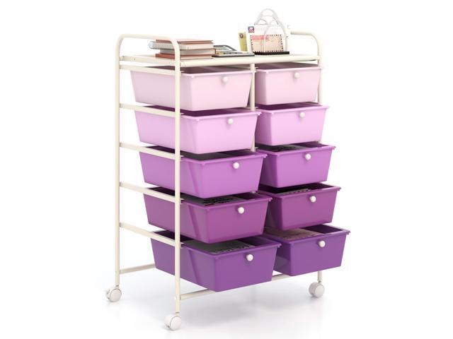 SlickBlue 10-Drawer Rolling Storage Cart-Purple