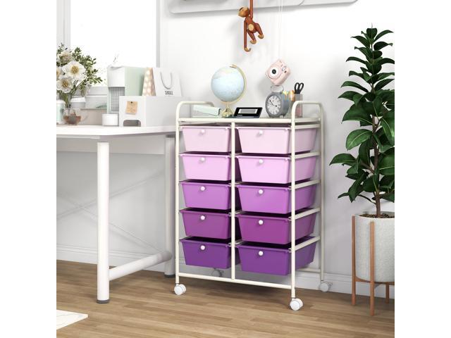 SlickBlue 10-Drawer Rolling Storage Cart-Purple