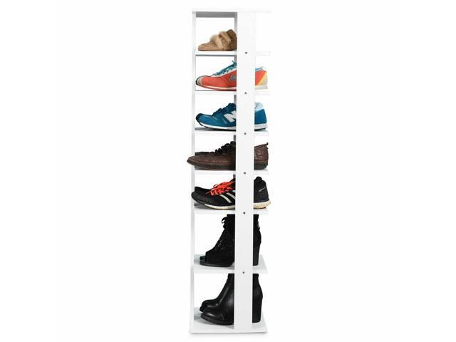 SlickBlue Wooden Shoes Storage Stand 7 Tiers Shoe Rack Organizer Multi-shoe Rack Shoebox-White