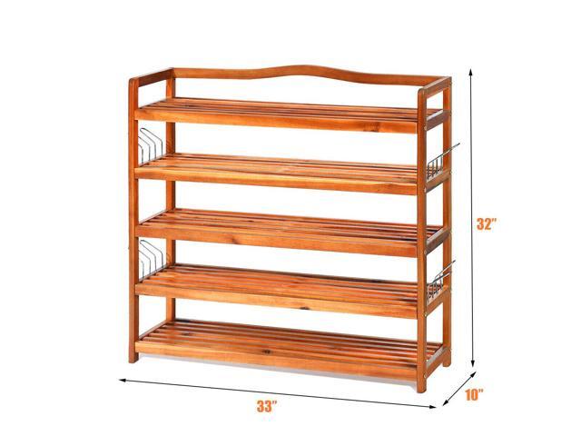 SlickBlue 5-Tier Wood Large Shoe Rack Holds up 12-18 Pairs