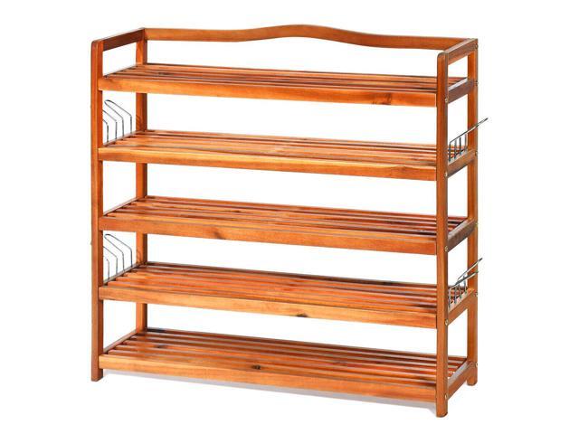 SlickBlue 5-Tier Wood Large Shoe Rack Holds up 12-18 Pairs